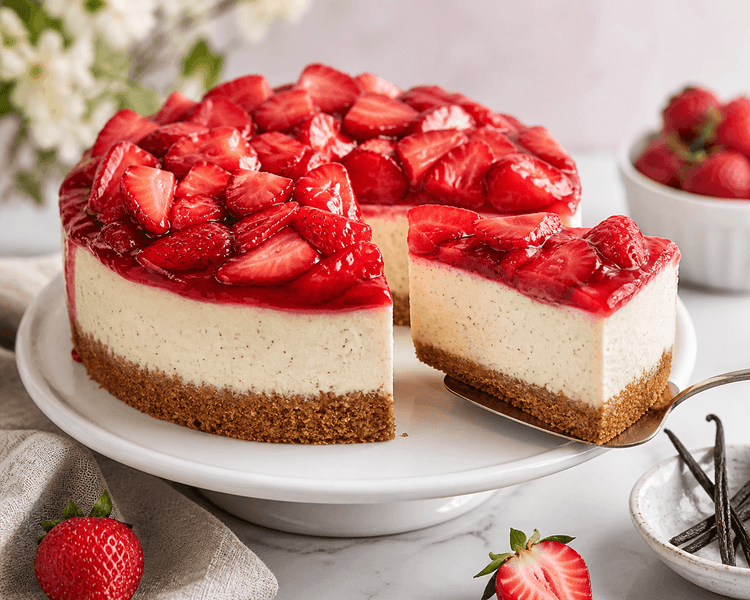 Strawberry Cheesecake with Vanilla Bean Cream